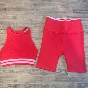 Spiritual Gangster Coral Bike Shorts Set